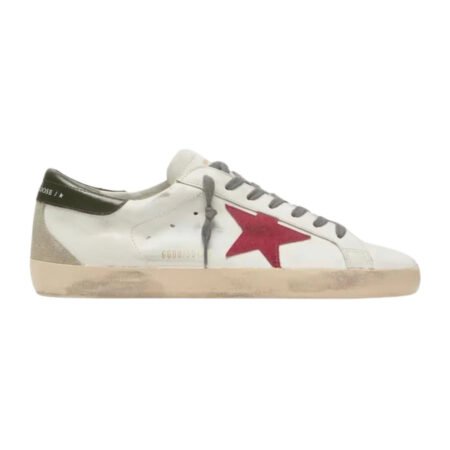 Golden Goose Men's Super-Star with red suede star and green leather heel tab